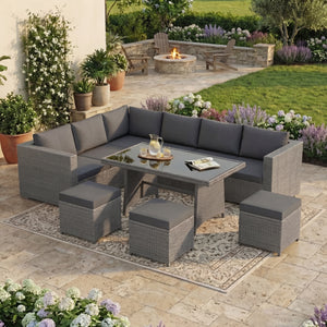 Belgrave 9 Seater Rattan Set, Grey UKFR