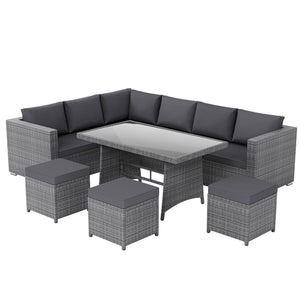 Belgrave 9 Seater Rattan Set, Grey UKFR