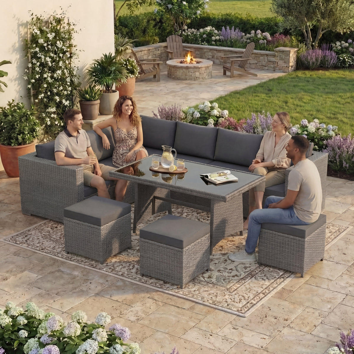 Belgrave 9 Seater Rattan Set, Grey UKFR
