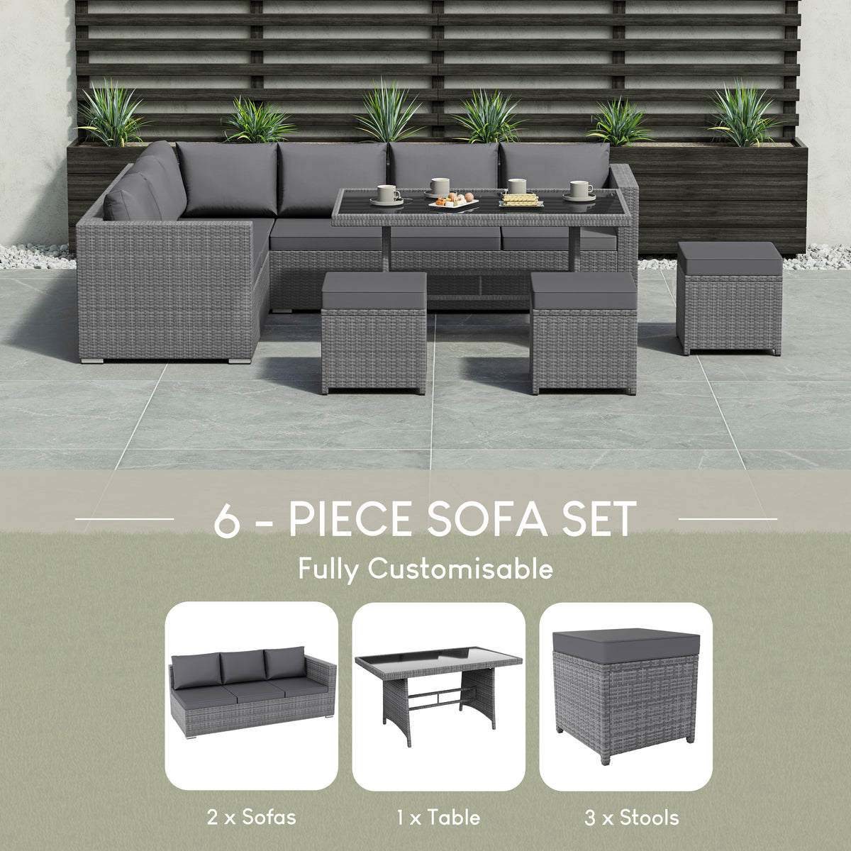 Belgrave 9 Seater Rattan Set, Grey UKFR