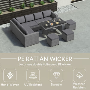 Belgrave 9 Seater Rattan Set, Grey UKFR