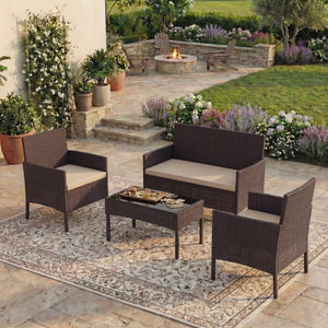 Kendal 4-Piece Rattan Set, Brown UKFR