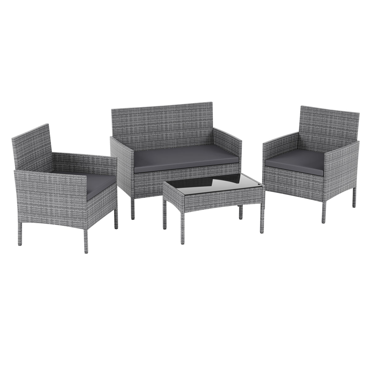Kendal 4-Piece Rattan Set, Grey UKFR