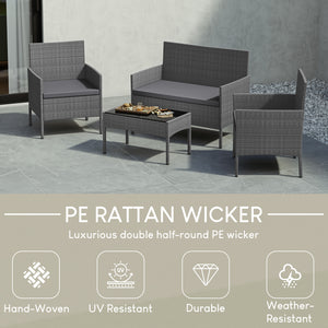 Kendal 4-Piece Rattan Set, Grey UKFR