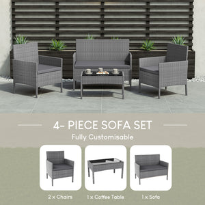 Kendal 4-Piece Rattan Set, Grey UKFR
