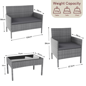 Kendal 4-Piece Rattan Set, Grey UKFR