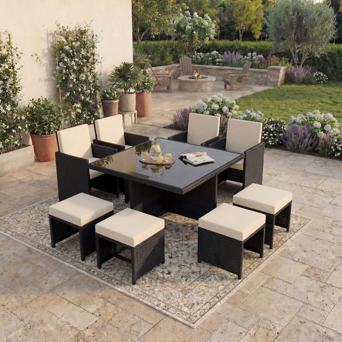 Cuba 8-Seater Rattan Set, Black UKFR