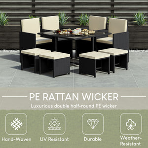 Cuba 8-Seater Rattan Set, Black UKFR