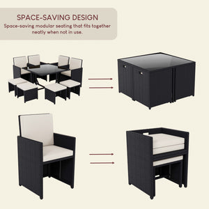 Cuba 8-Seater Rattan Set, Black UKFR