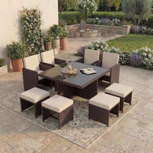 Cuba 8-Seater Rattan Set, Brown UKFR