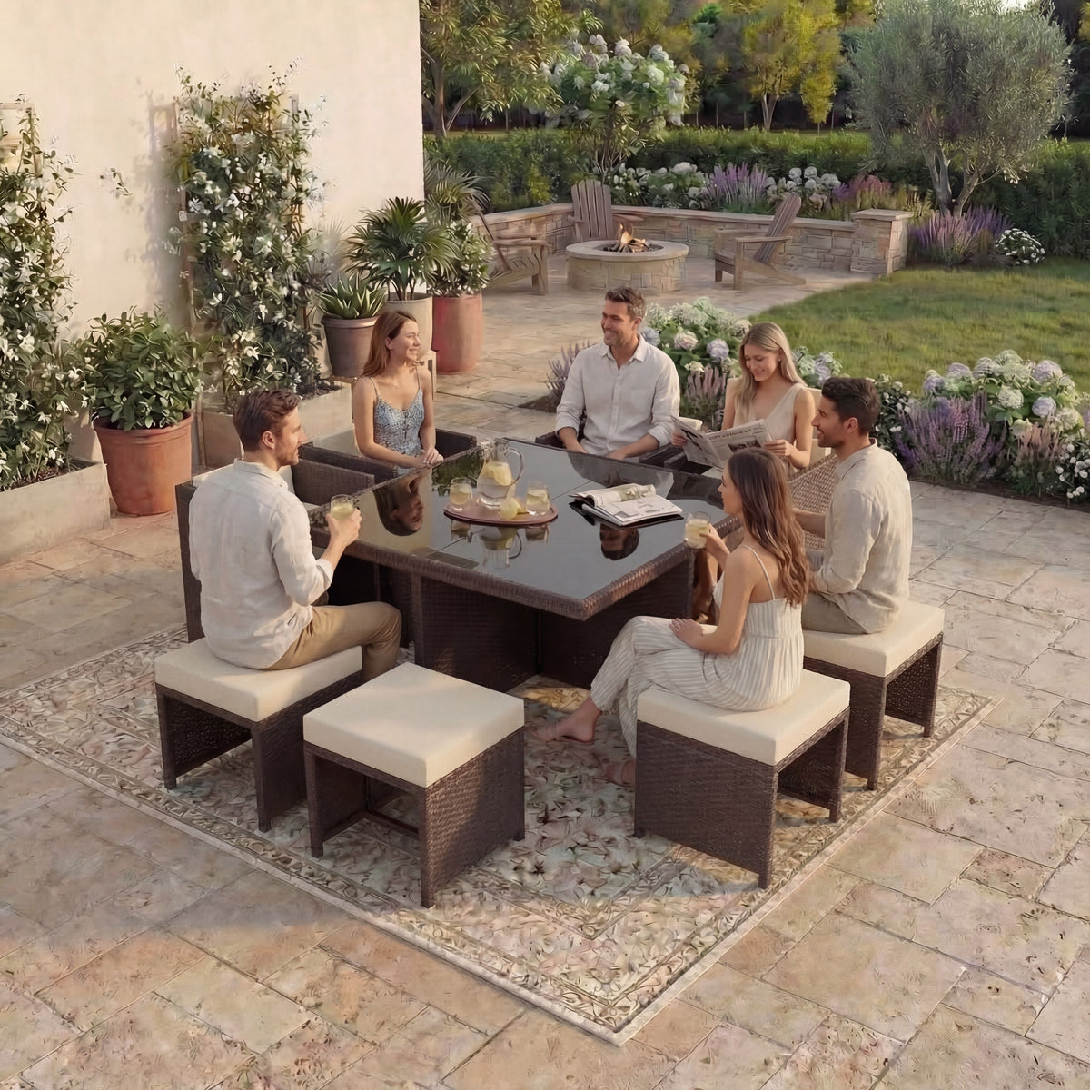 Cuba 8-Seater Rattan Set, Brown UKFR