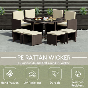 Cuba 8-Seater Rattan Set, Brown UKFR