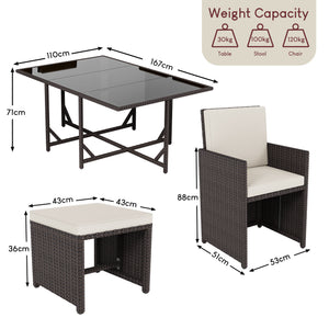 Cuba 8-Seater Rattan Set, Brown UKFR