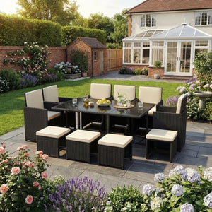 Cuba 10-Seater Rattan Set, Black UKFR