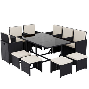 Cuba 10-Seater Rattan Set, Black UKFR