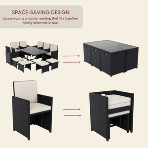 Cuba 10-Seater Rattan Set, Black UKFR