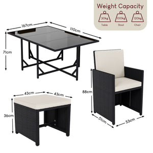 Cuba 10-Seater Rattan Set, Black UKFR