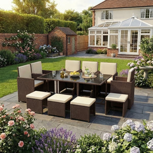 Cuba 10-Seater Rattan Set, Brown UKFR