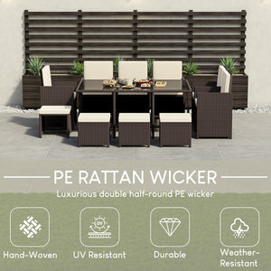 Cuba 10-Seater Rattan Set, Brown UKFR