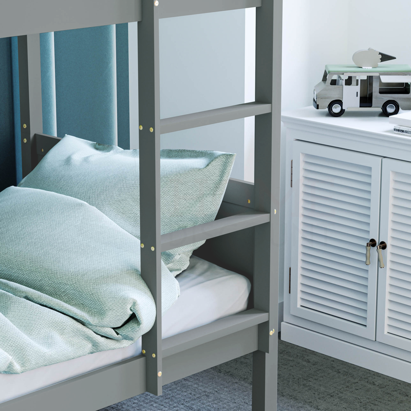 Gemini Detachable Wooden Bunk Bed - Grey