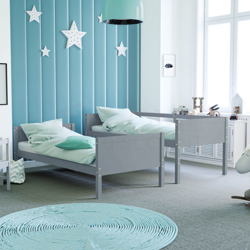 Gemini Detachable Wooden Bunk Bed - Grey