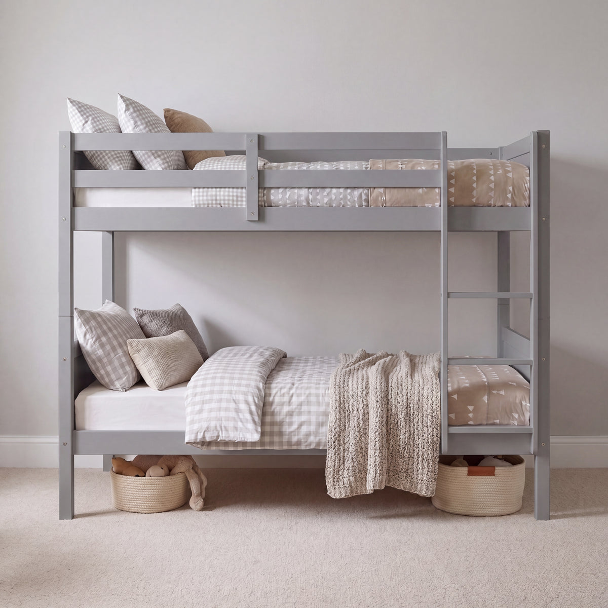 Gemini Detachable Wooden Bunk Bed - Grey