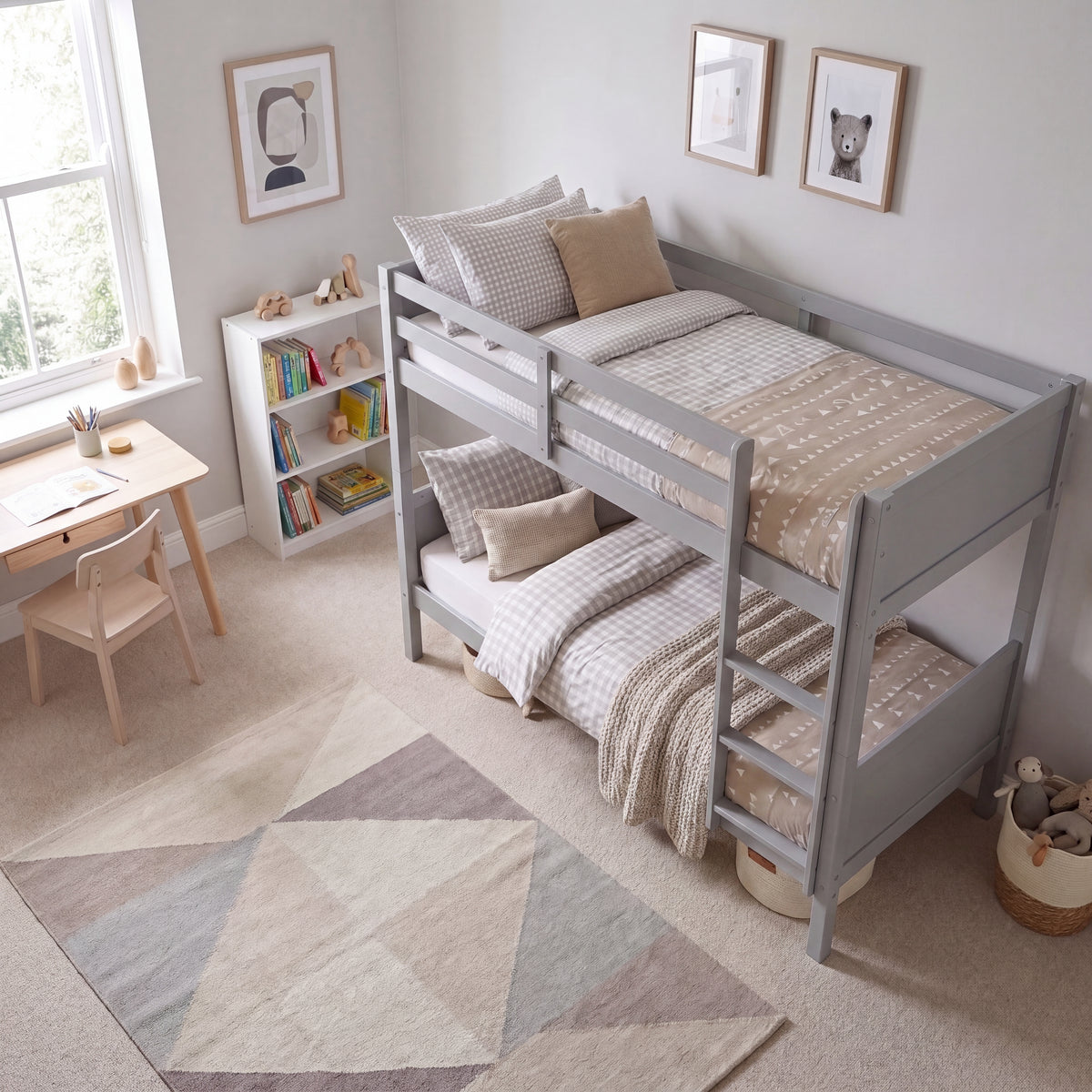 Gemini Detachable Wooden Bunk Bed - Grey