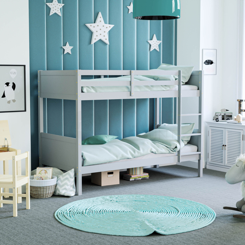 Gemini Detachable Wooden Bunk Bed - Grey
