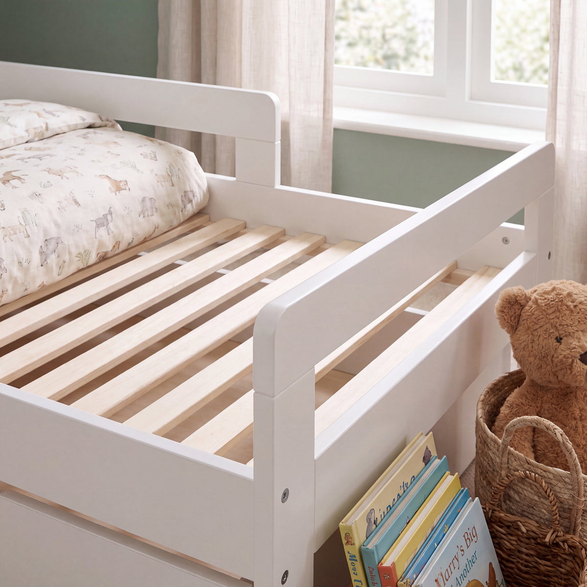 Taurus Toddler Bed With Storage - White