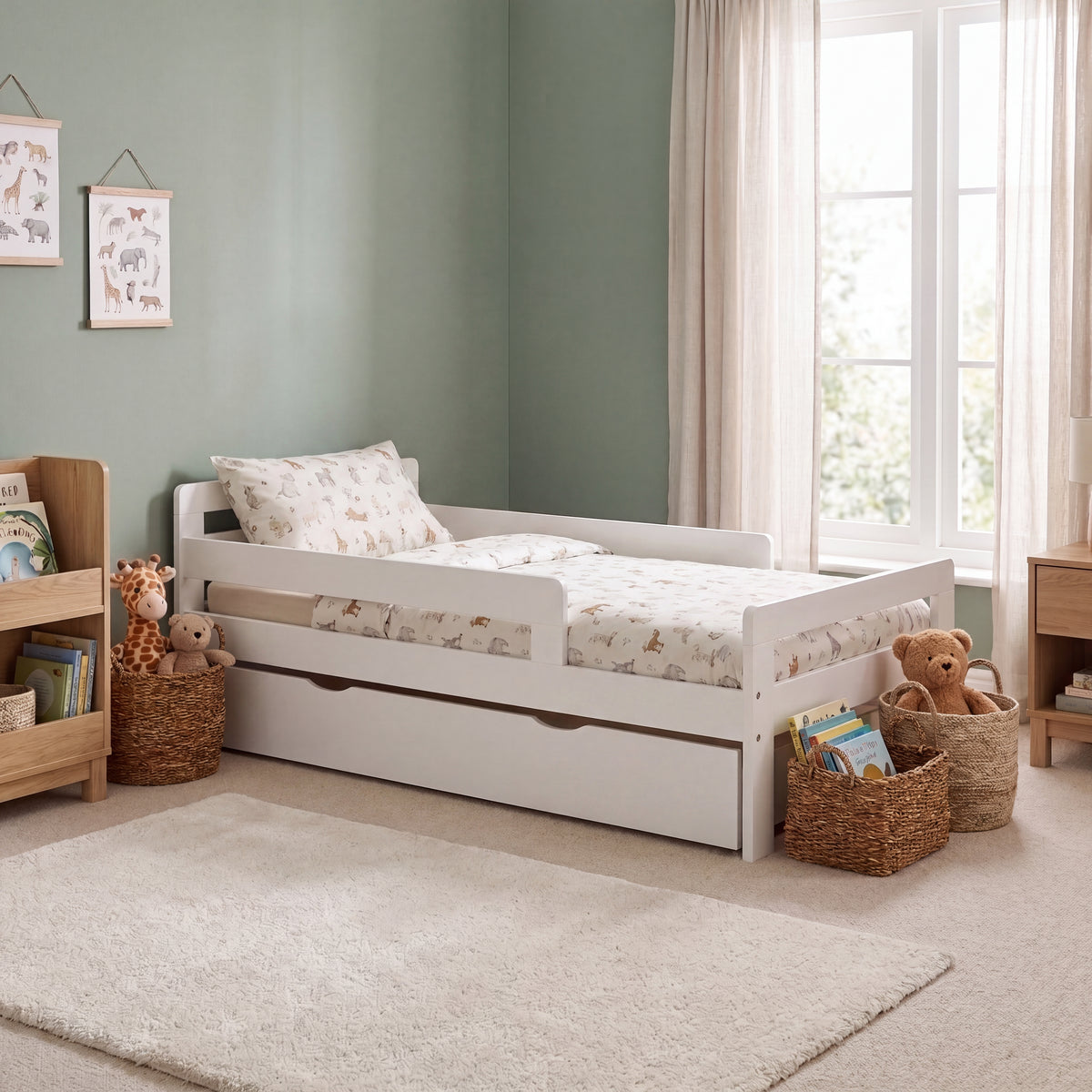 Taurus Toddler Bed With Storage - White