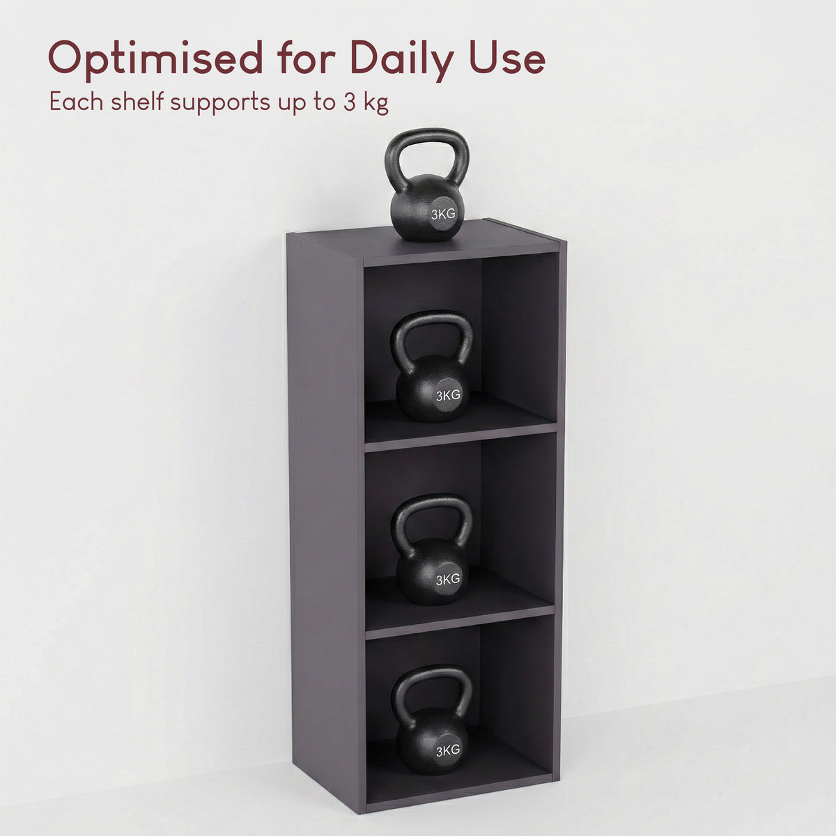 Oxford 3-Tier Cube Bookcase - Grey
