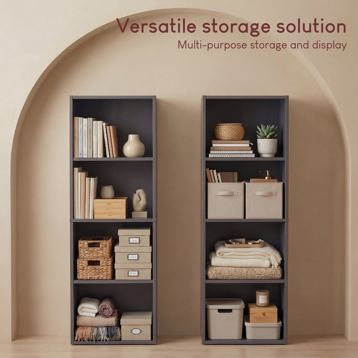Oxford 4-Tier Cube Bookcase - Grey
