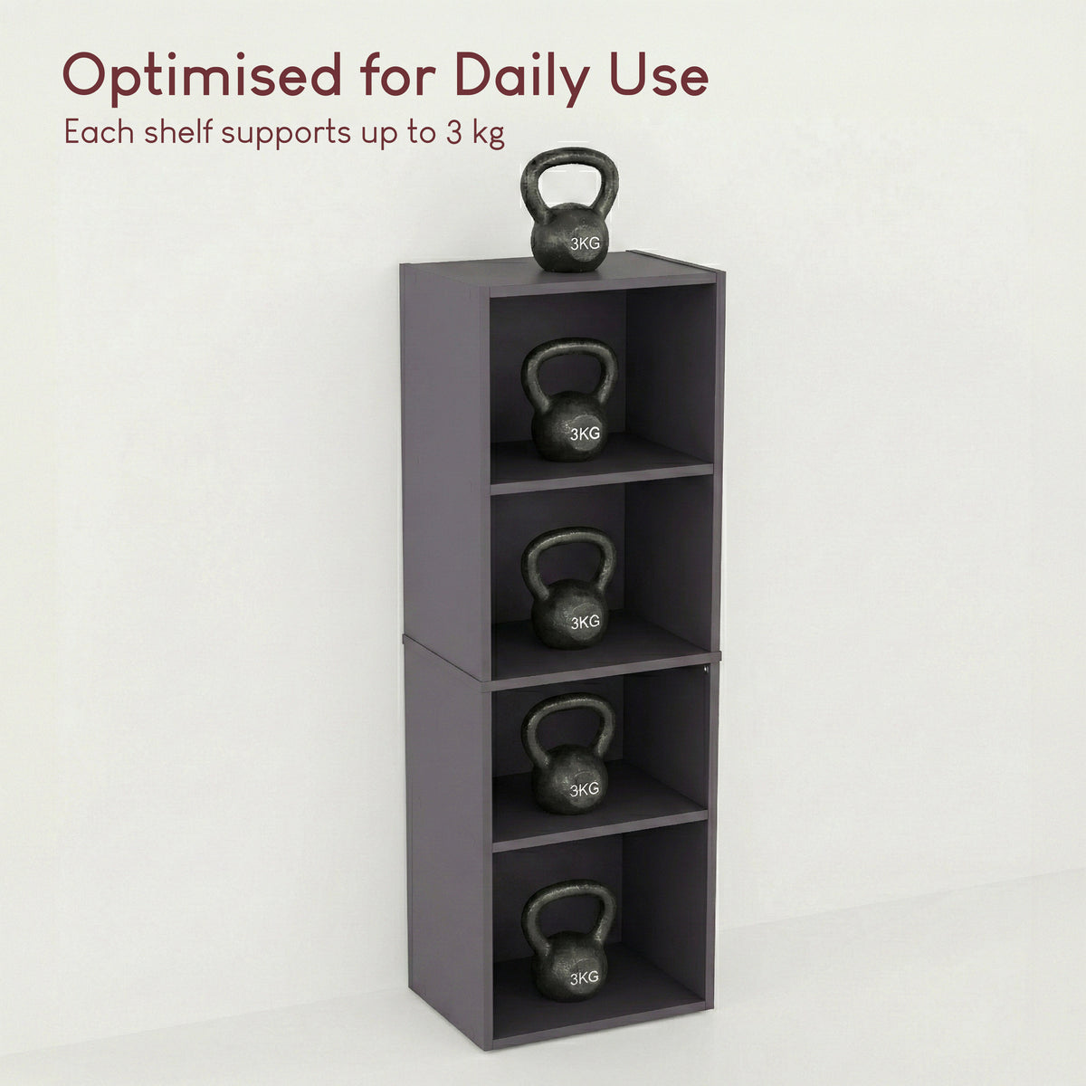 Oxford 4-Tier Cube Bookcase - Grey
