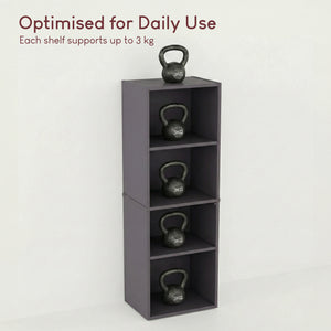 Oxford 4-Tier Cube Bookcase - Grey