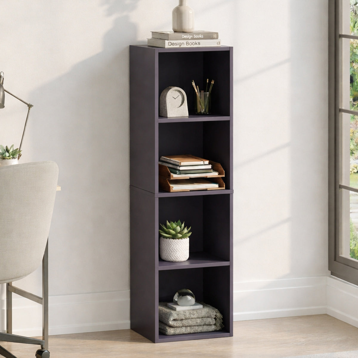 Oxford 4-Tier Cube Bookcase - Grey