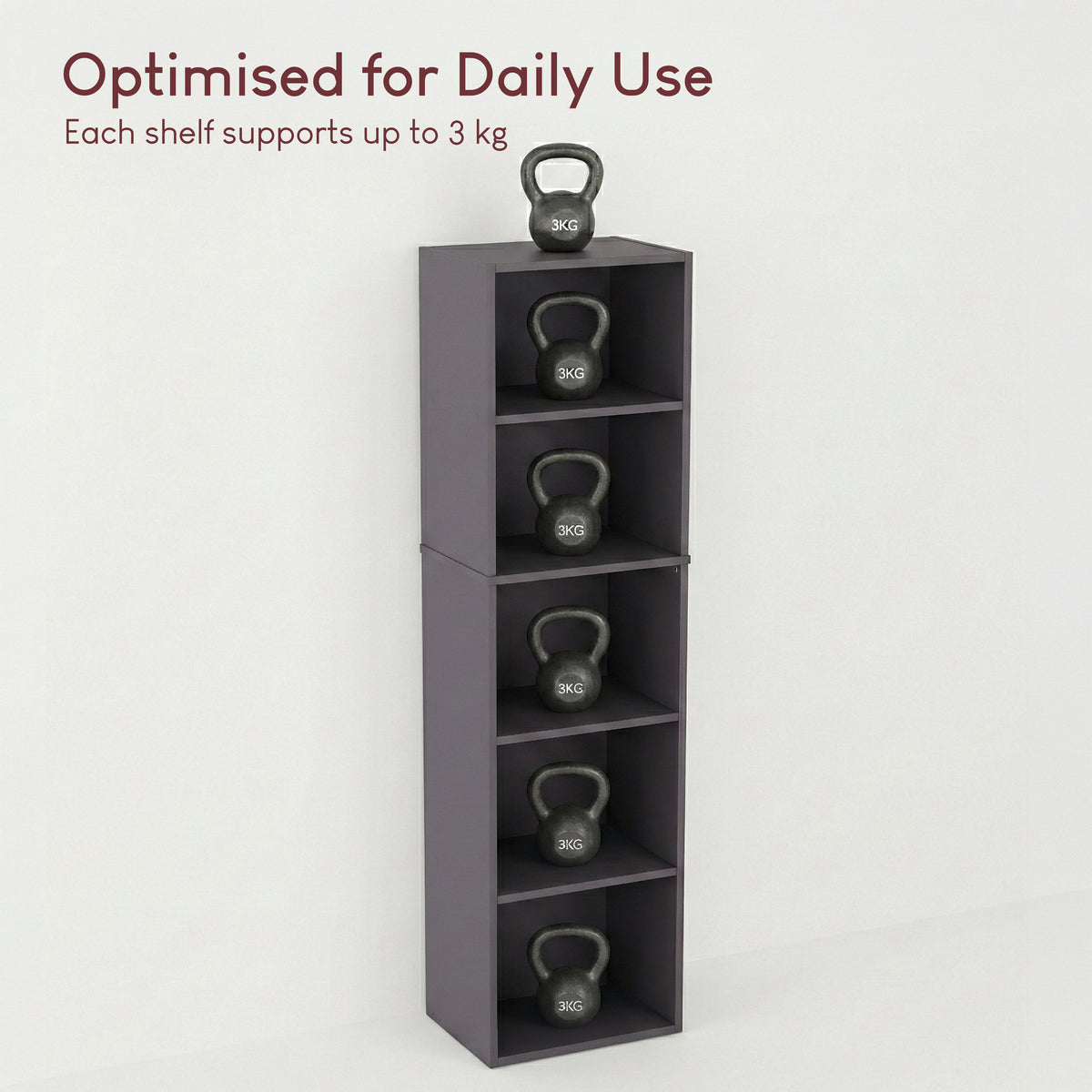 Oxford 5-Tier Cube Bookcase - Grey