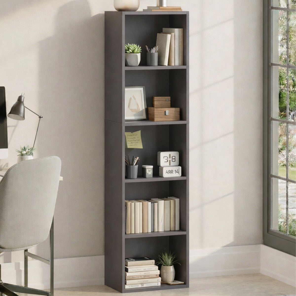 Oxford 5-Tier Cube Bookcase - Grey