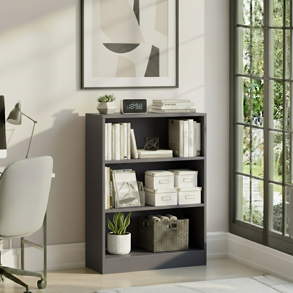 Cambridge 3-Tier Low Bookcase - Grey