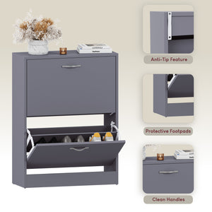 2-Drawer Shoe Cabinet, Grey