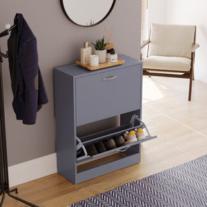 2-Drawer Shoe Cabinet, Grey