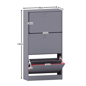 3-Drawer Shoe Cabinet - Grey