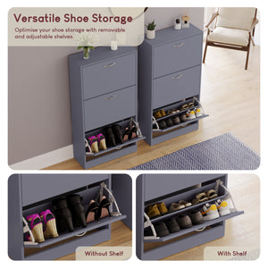 3-Drawer Shoe Cabinet - Grey