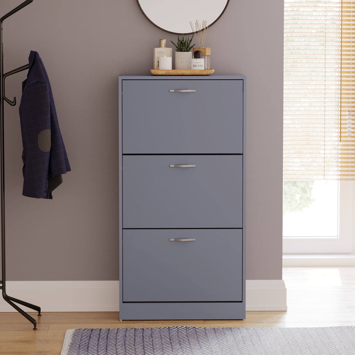 3-Drawer Shoe Cabinet - Grey