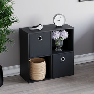 Durham 2x2 Cube Storage Unit, Black & Cube Storage Basket, Set of 2, Black