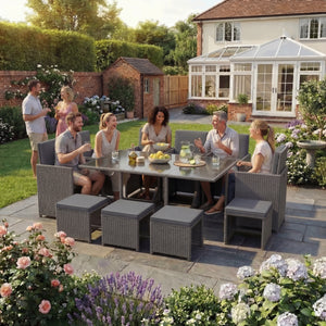 Cuba 10-Seater Rattan Set, Grey UKFR