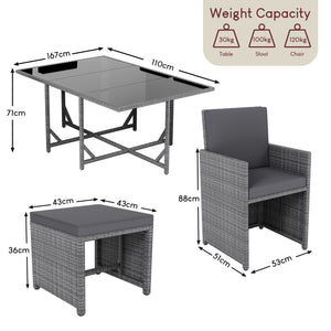 Cuba 10-Seater Rattan Set, Grey UKFR