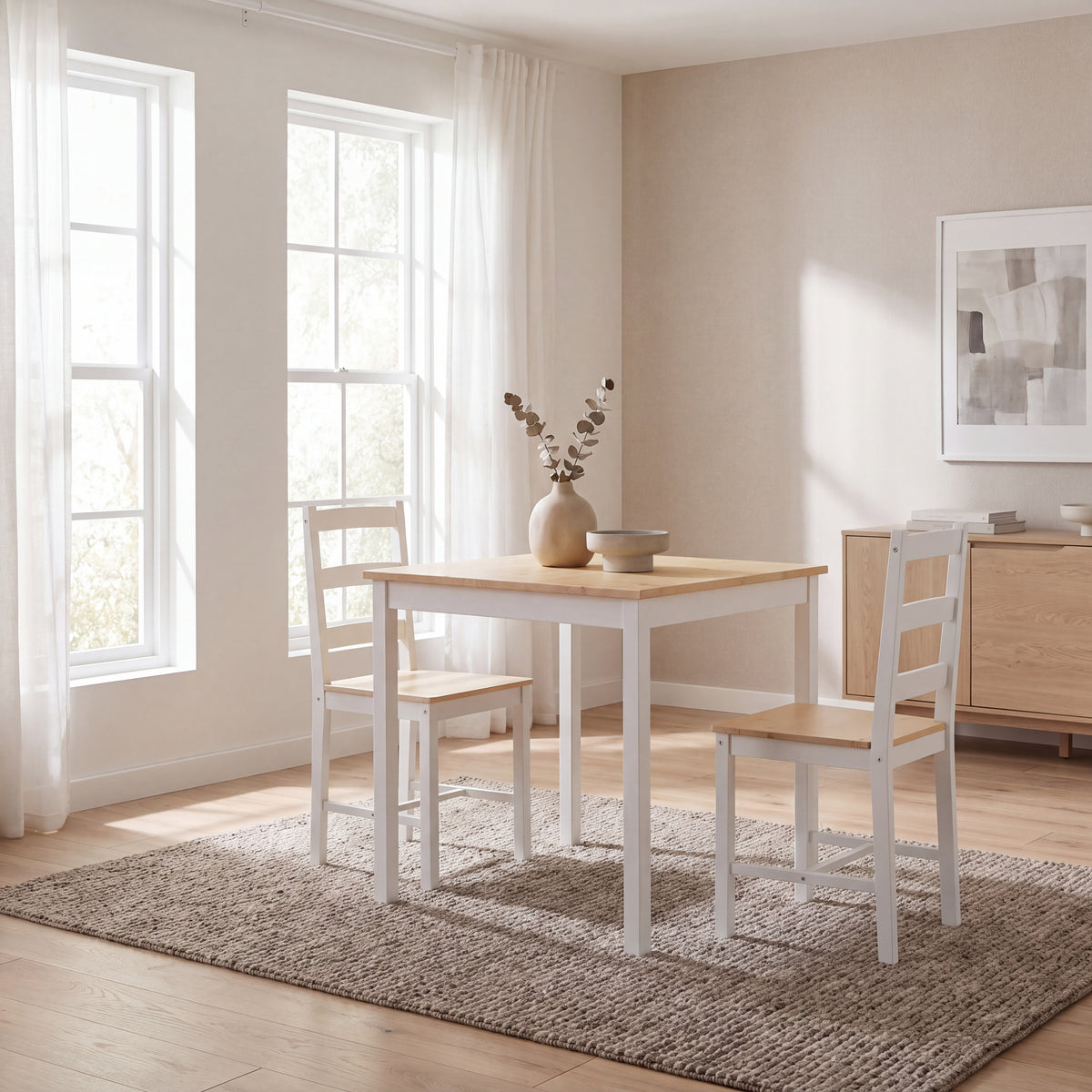 Yorkshire 2-Seater Dining Set - White & Pine