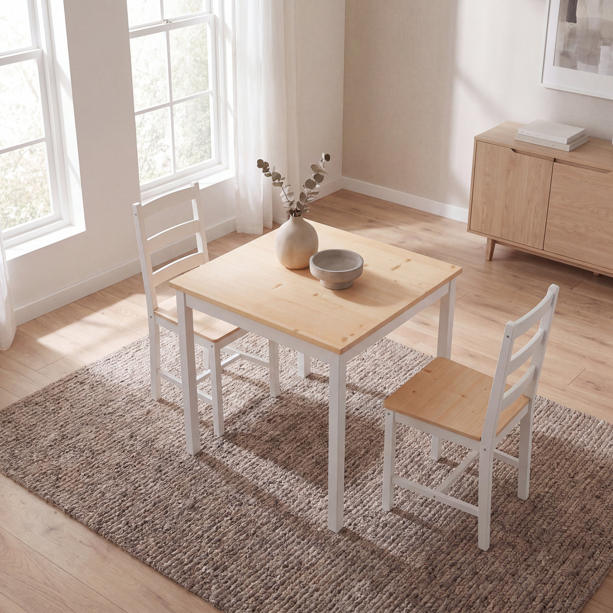 Yorkshire 2-Seater Dining Set - White & Pine