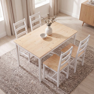 Yorkshire 4-Seater Dining Set - White & Pine