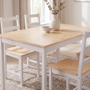 Yorkshire 4-Seater Dining Set - White & Pine